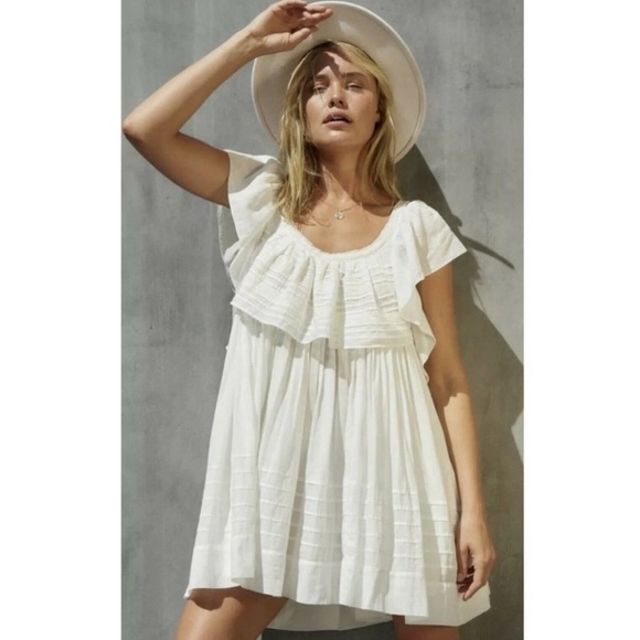 Free People Dresses & Skirts - Free People Revolve Hailey Lace Detail Mini Dress in Ivory